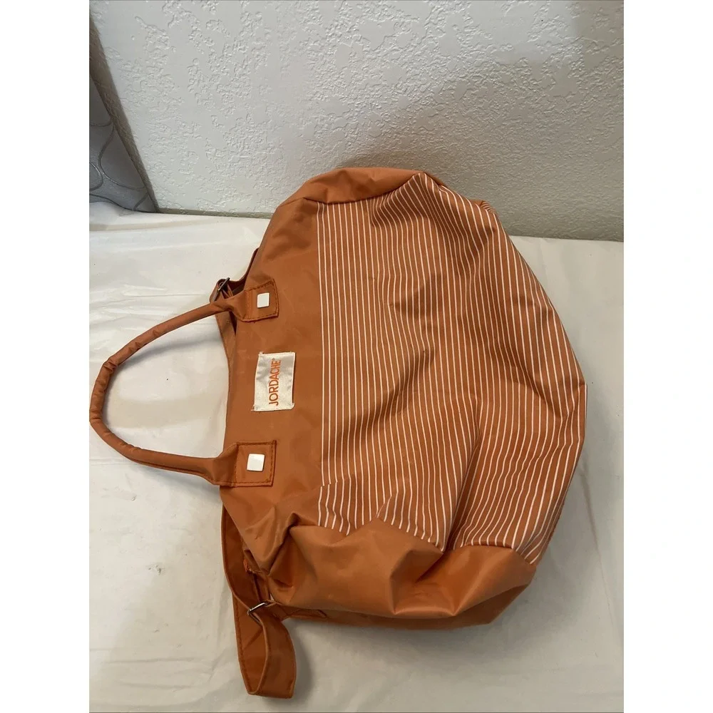 Vintage Jordache Duffel Bag Orange White Striped Retro 80s 90s ORIGINAL Zipper